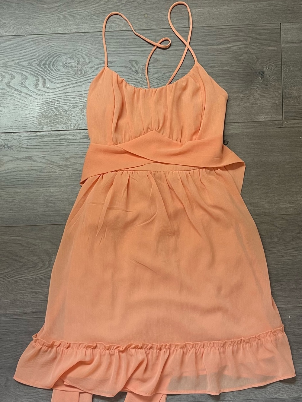 Amazon Peach Spaghetti Strap Mini Dress
